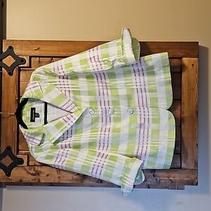 Jones New York Pastel Plaid Clueless Lightweight Jacket Size 14W
